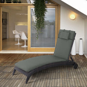 Lounger Cushion, Garden, Removable Headrest, Polyester Cotton Fibre, Grey