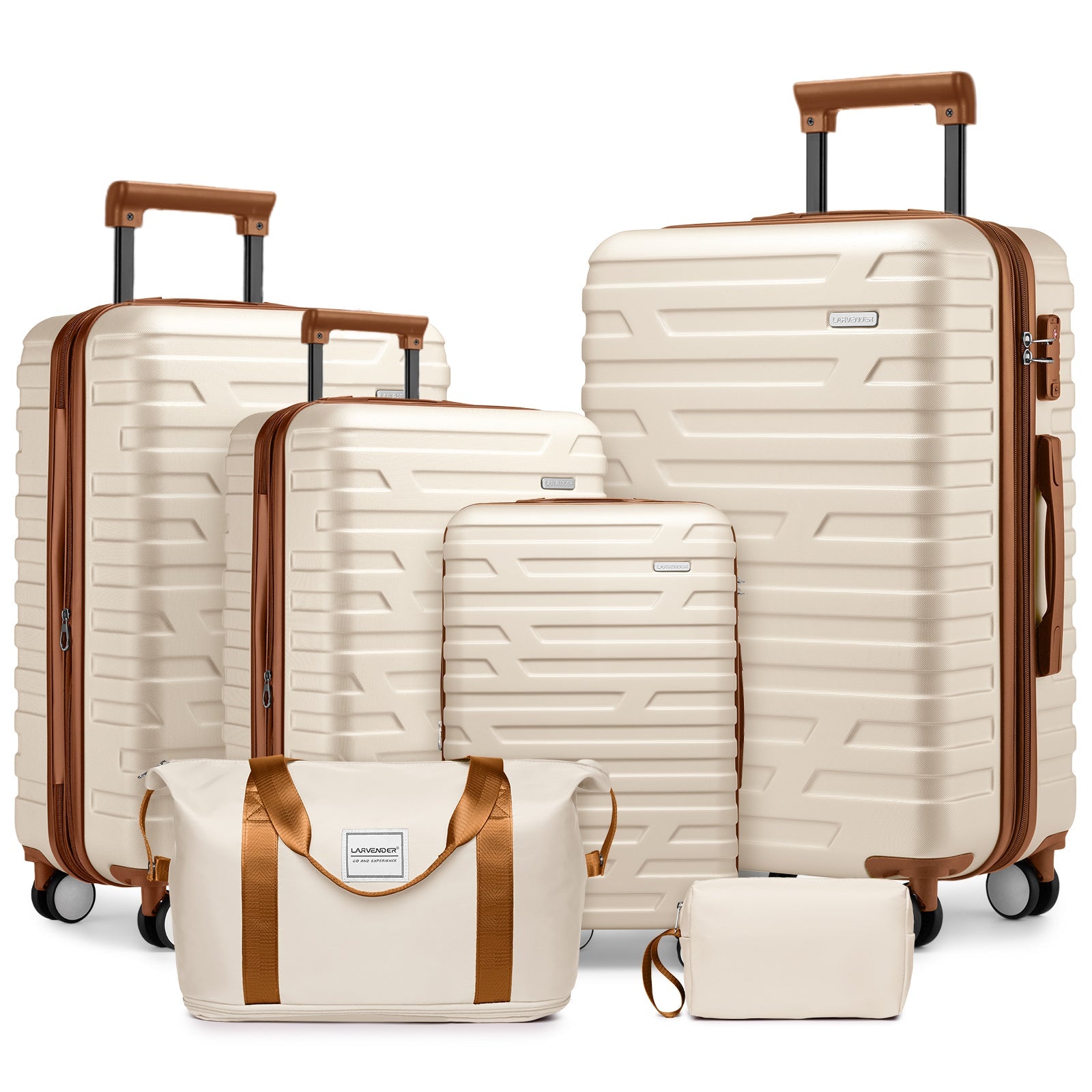 Luggage Sets 6 Piece Hardside Expandable with Spinner Wheels, Cream