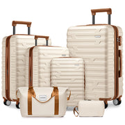 Luggage Sets 6 Piece Hardside Expandable with Spinner Wheels, Cream