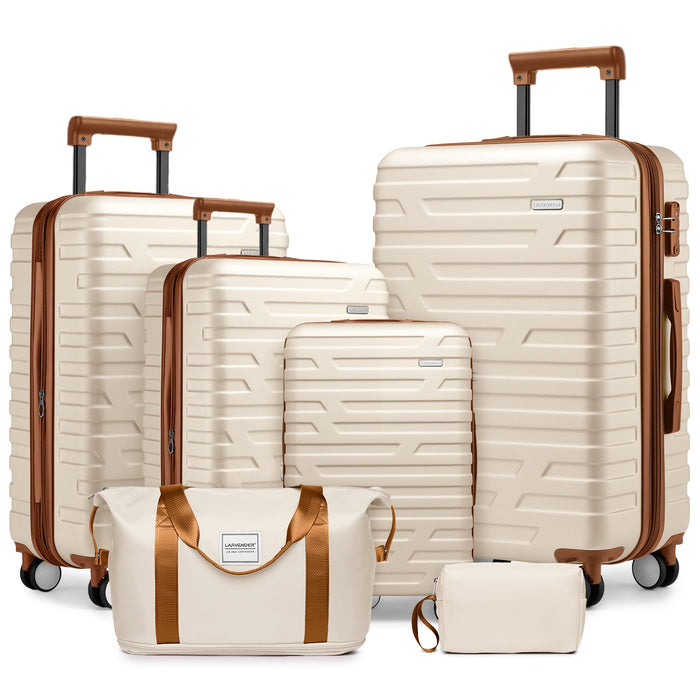 Luggage Sets 6 Piece Hardside Expandable with Spinner Wheels, Cream