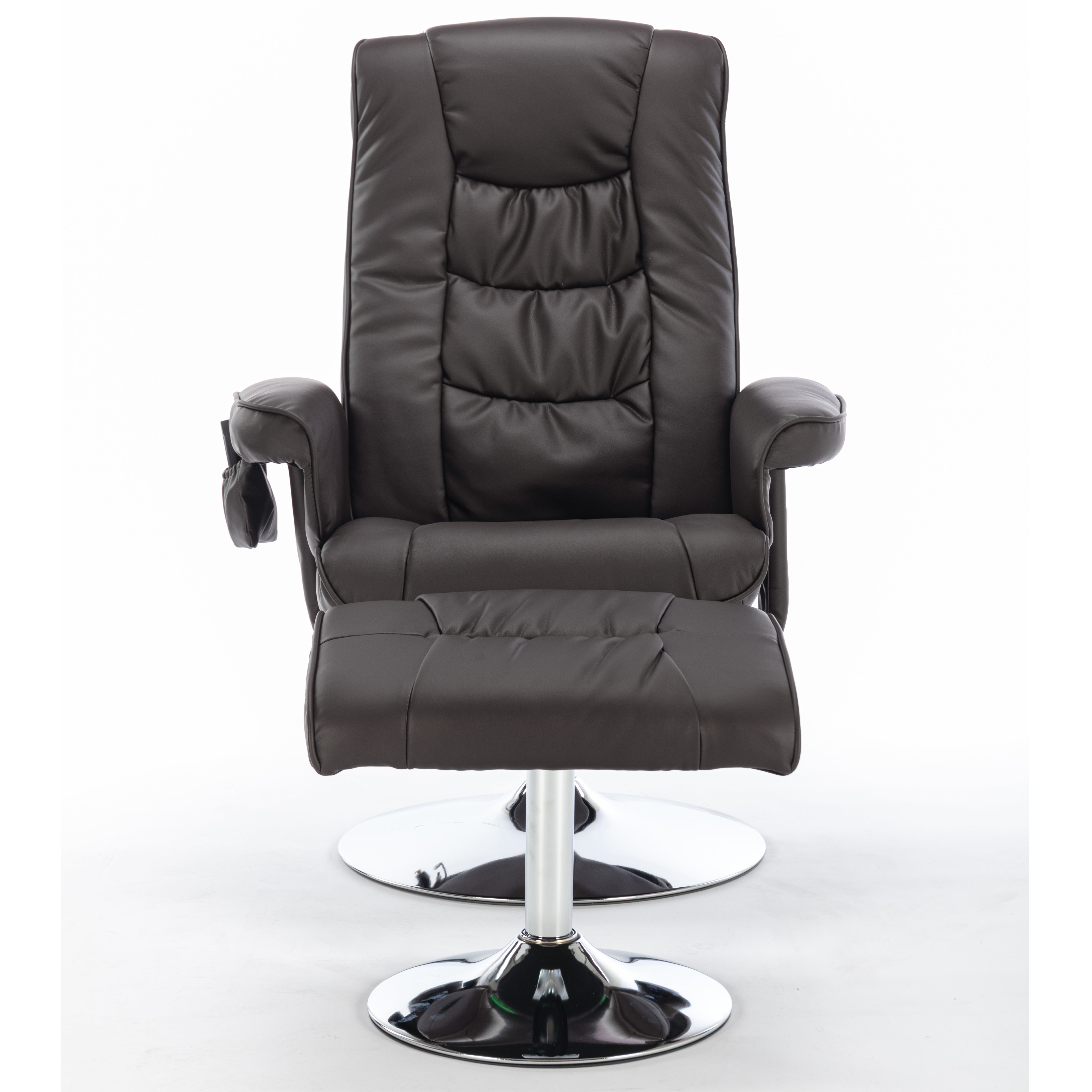 Massage Chair with 5-Point Massager, Ottoman, PU Upholstery, Brown