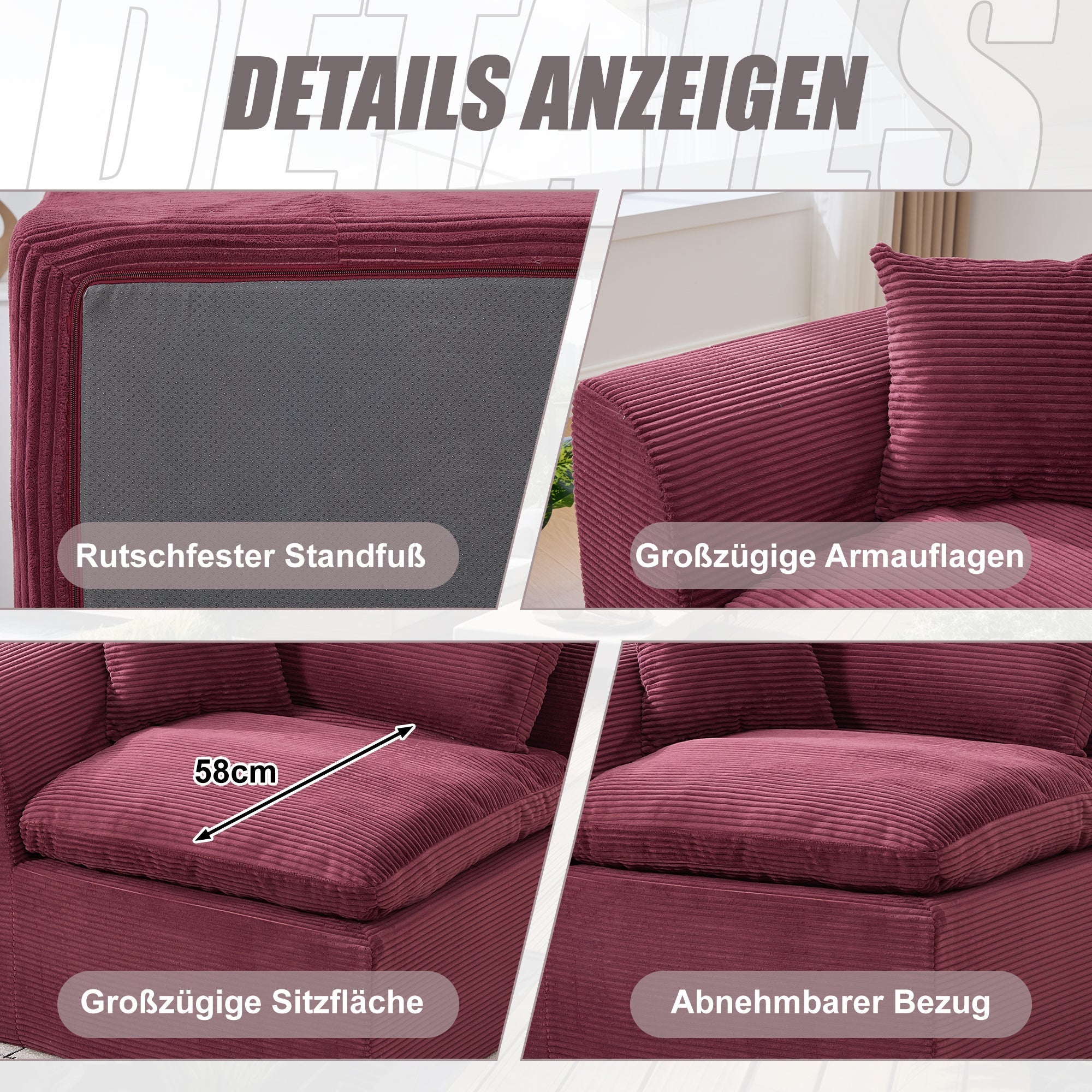 Modern Single-Seater Sofa Armchair Nordic Minimalist with Cushion - Fabric