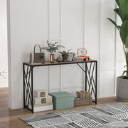 Console Table, Industrial Style Side/Hallway Decorative Steel Legs, Brown