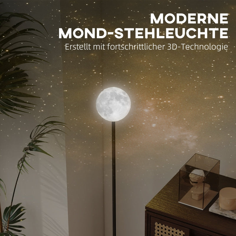 Floor Lamp Moon-Shade, Foot Switch, 3 Color Temperatures, Metal Black
