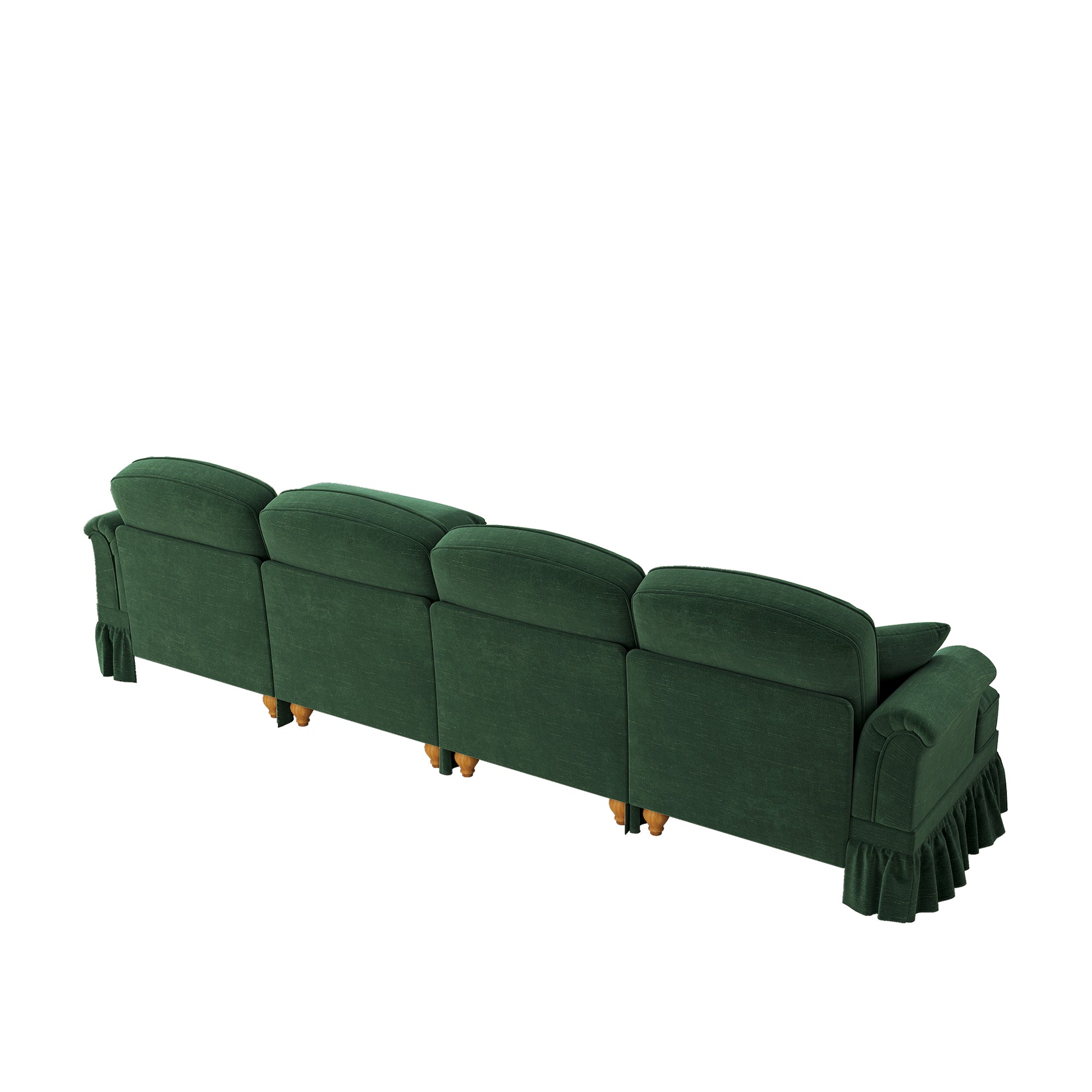Classic Modular L-Shaped 4-Seater Sofa w/ Movable Ottoman Deep Seat, Chenille Green