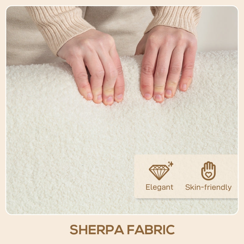 Small Sofa Settee, 2 Seater, Sherpa Fabric Cream White