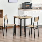Dining Table Set, 3-Piece 1 Table 2 Chairs, Natural Wood Grain/Black