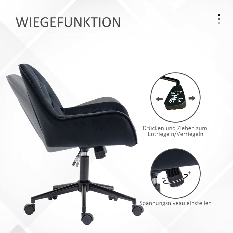 Vinsetto Office Chair, Swivel Height-Adjustable Executive Desk Armchair, Velvety Polyester Black