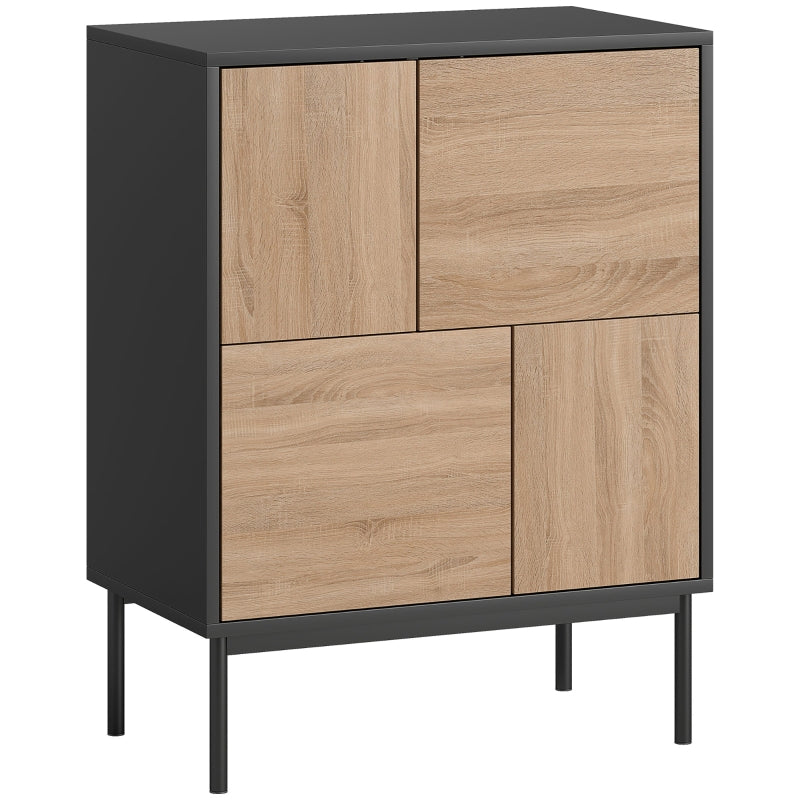 Sideboard Push-to-Open Doors Metal Legs - Black/Natural Wood