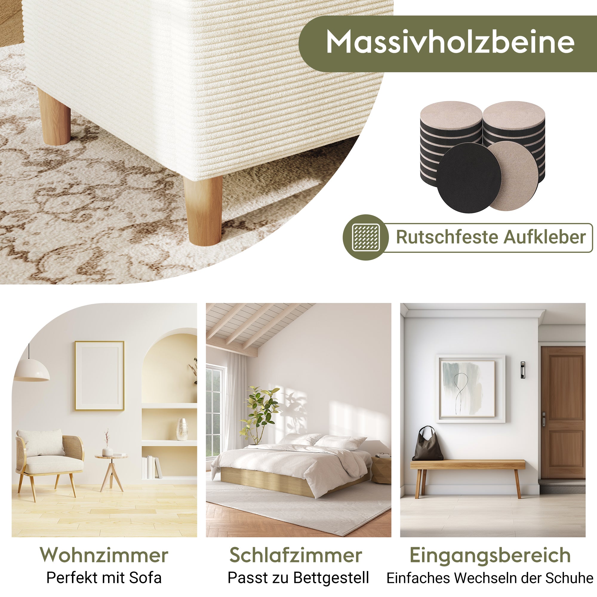 Bed Bench with Hydraulic Storage, 165 x 38 cm, Beige Corduroy
