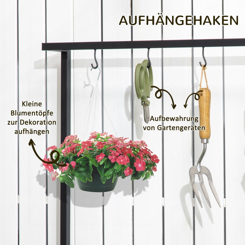Plant Stand with 3 Tiers and Mounting Hooks, Natural Wood