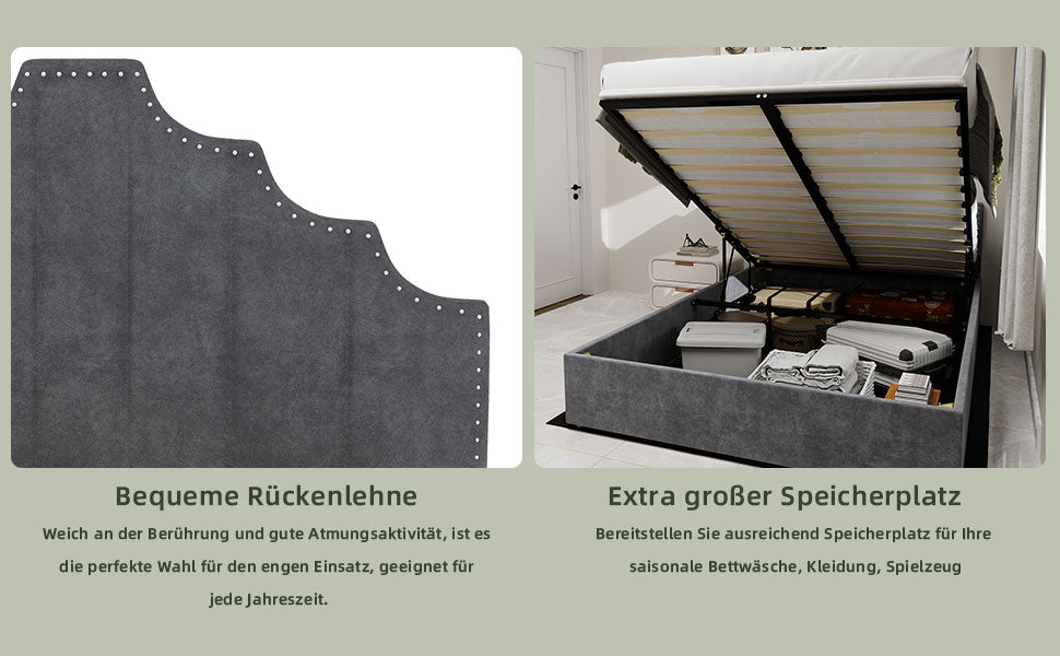 Modern Minimalist Soft Bed, 160*200CM, Gray