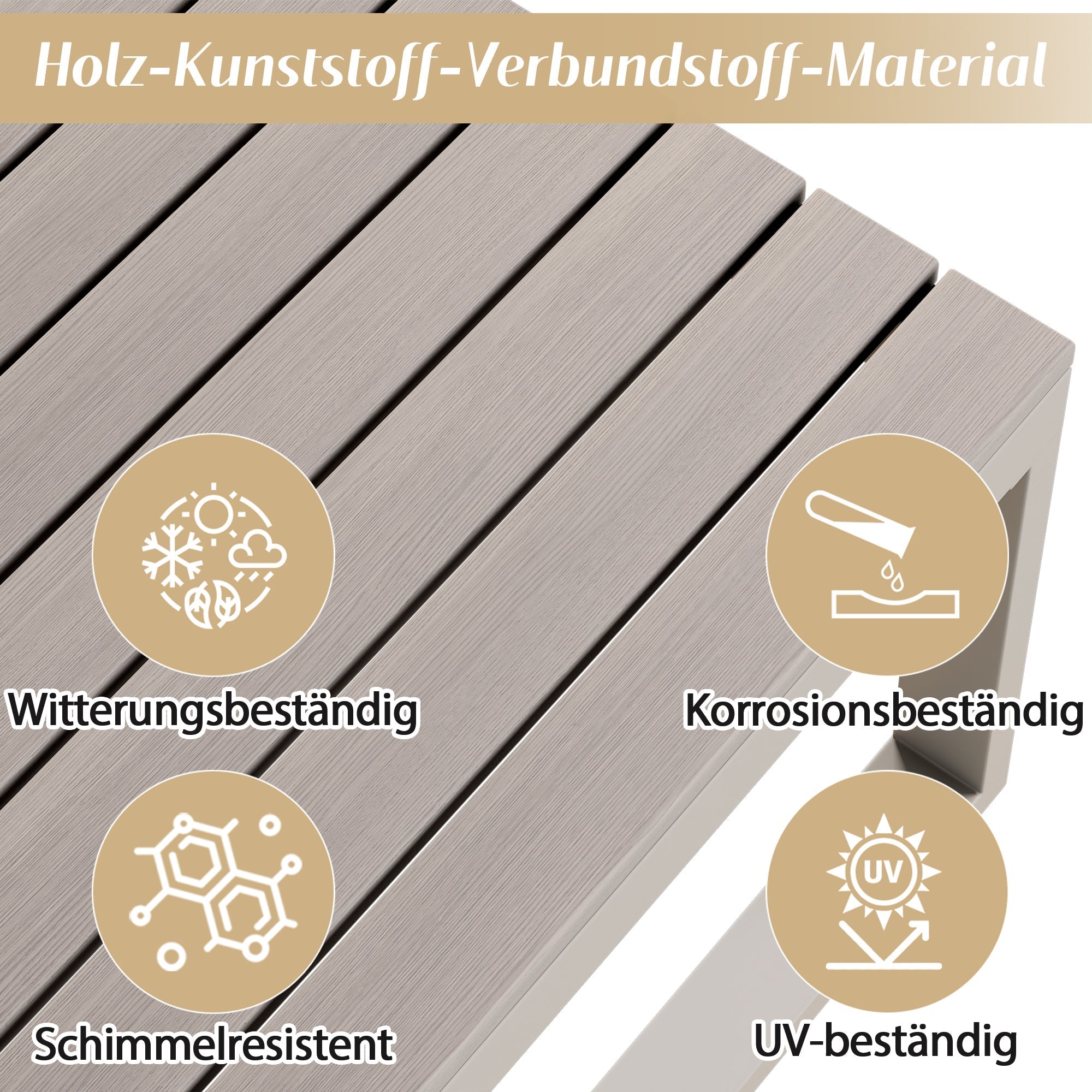 Garden Furniture Set with Adjustable Tilt and Two Coffee Tables, Beige and Khaki