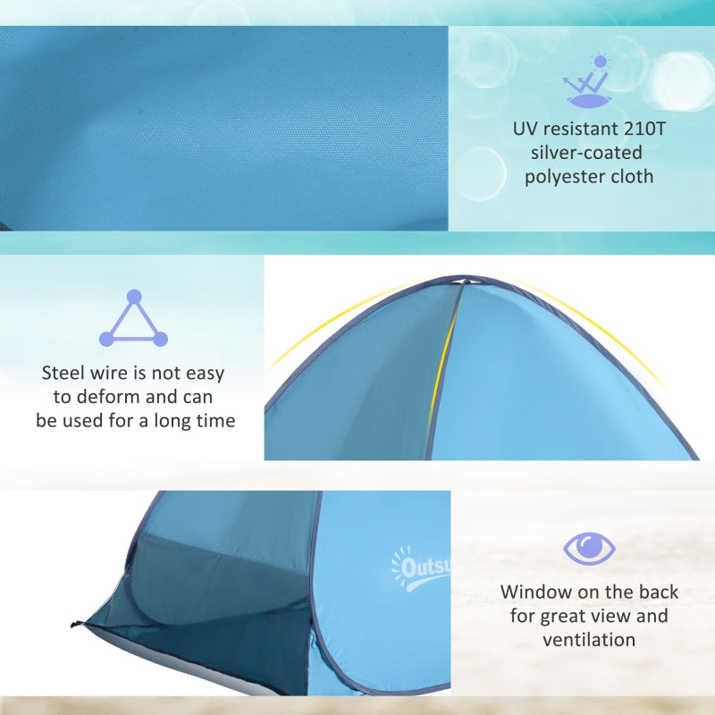Pop-up Beach Tent UV 30+ Protection for 2-3 Person, Blue