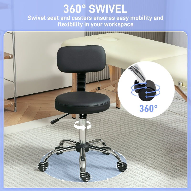 Salon Stool 360° Swivel Seat Black