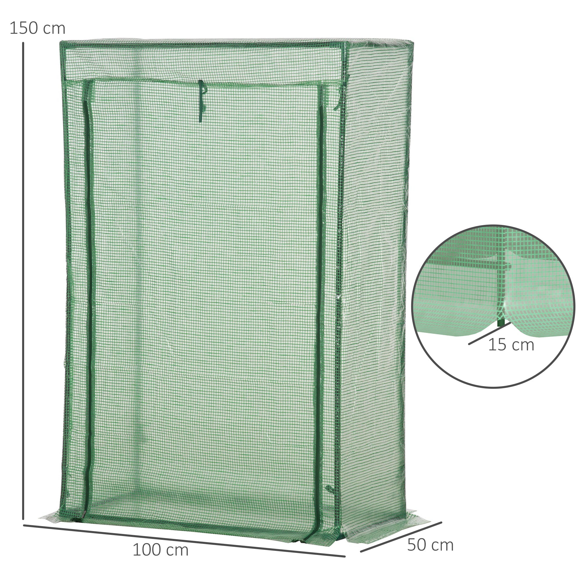 Greenhouse Roll-Up Door 100x50x150cm Steel Plastic Green