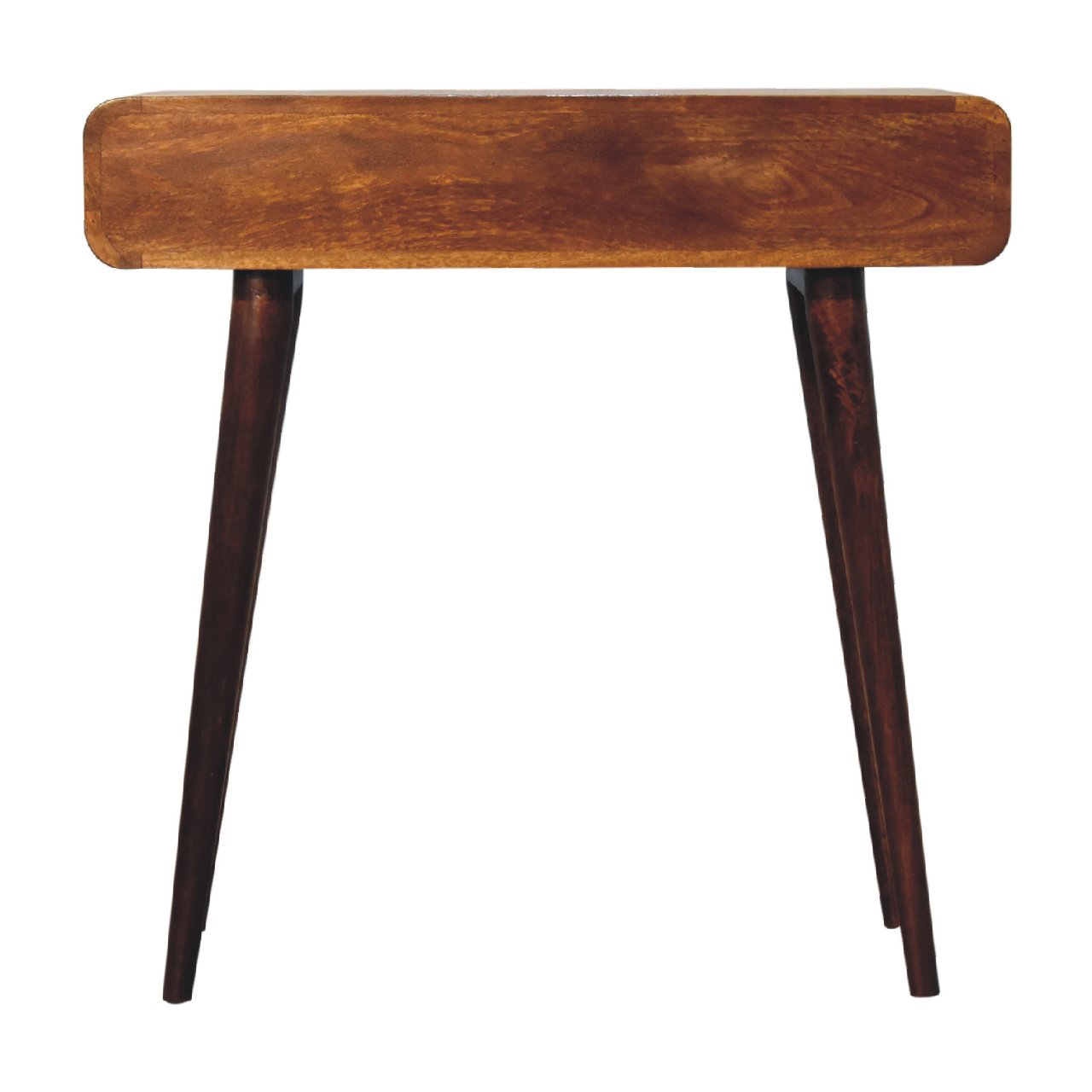 Solid Wood Curved Hallway Table, 2 Drawers, Chestnut/Dark Brown
