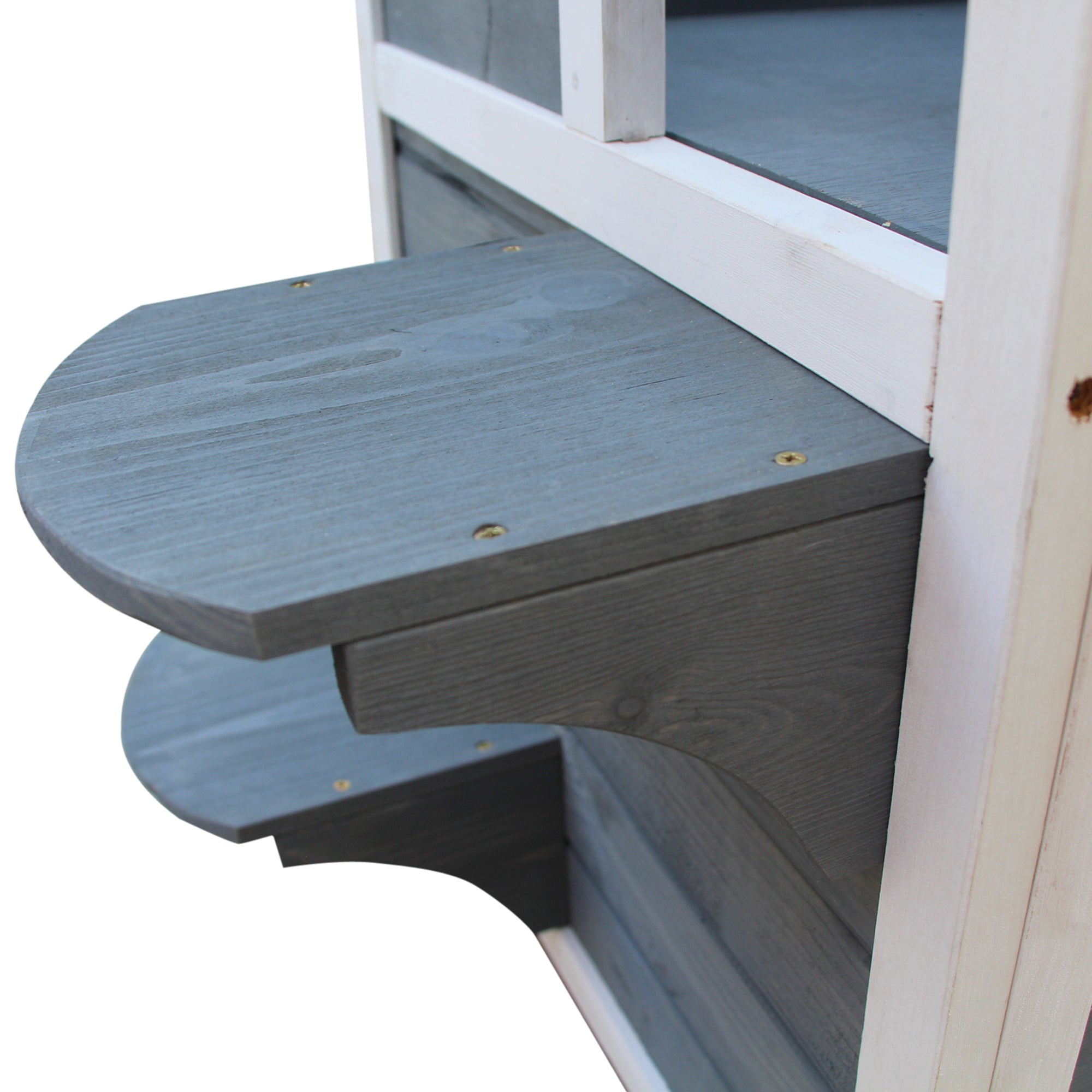 Cat House 2-Level Villa with Stairs, Grey Fir Wood