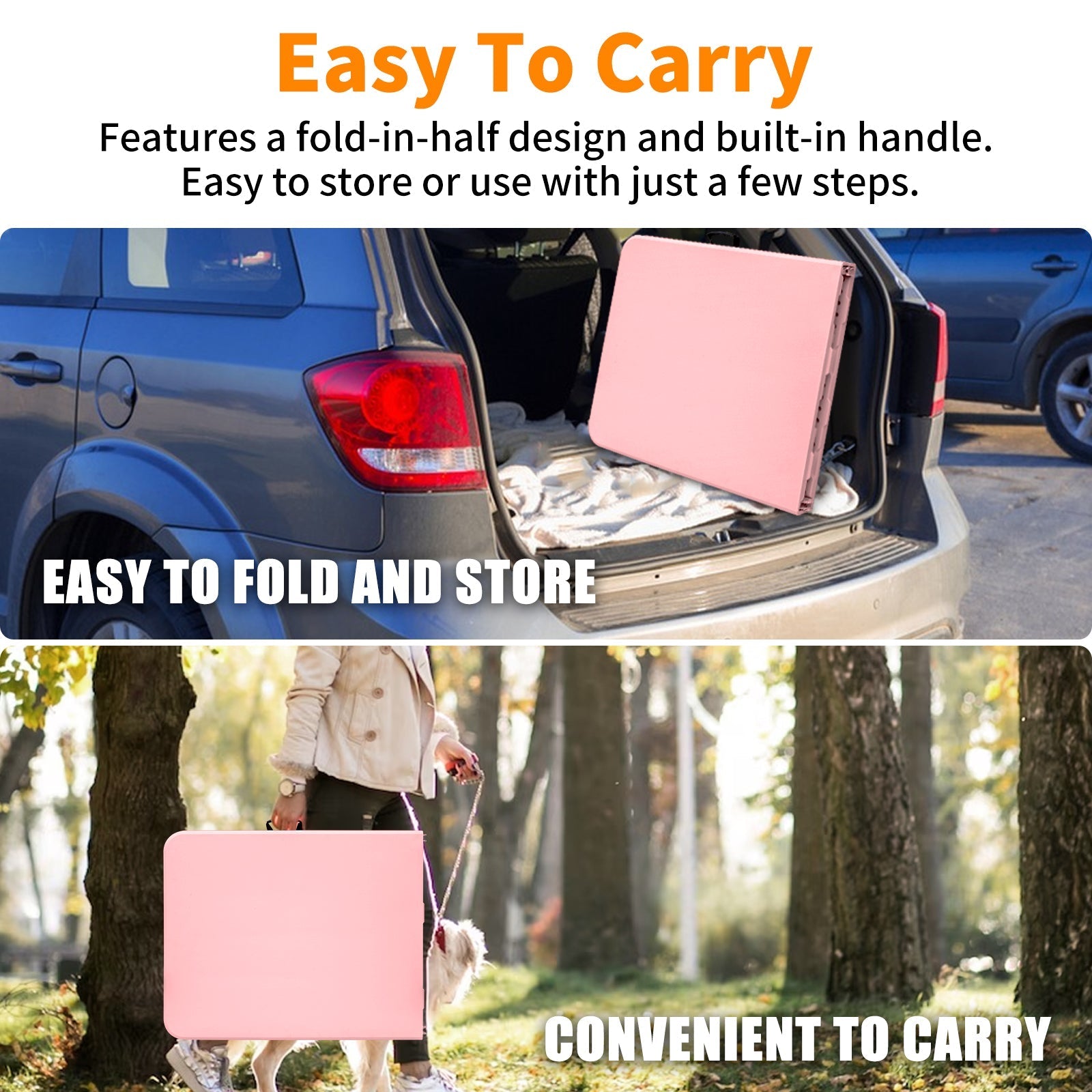 Klapptisch 180cm, strapazierfähig, tragbar mit Griff, Pink