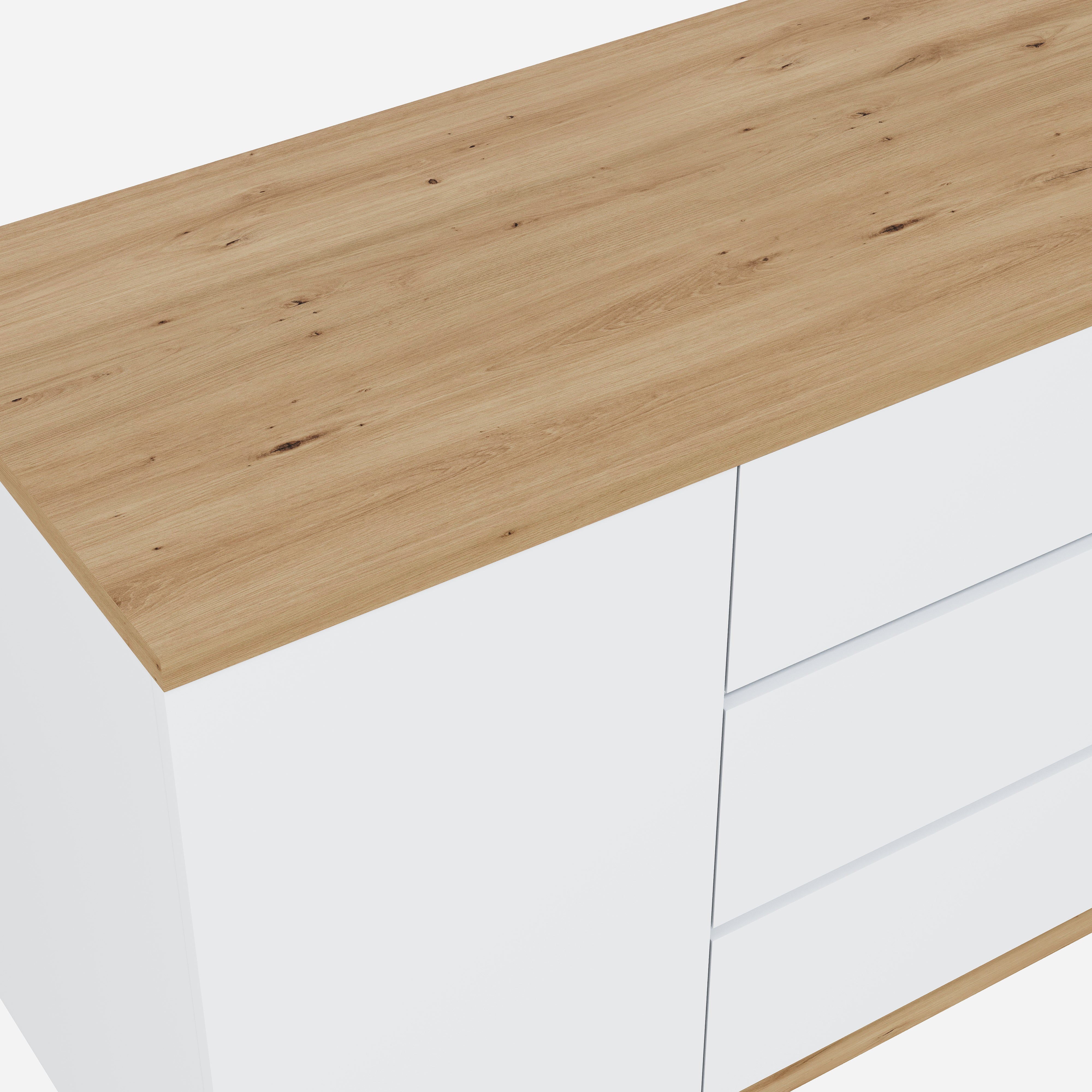 Desk, Multifunctional Rotating Tabletop, Foldable, Corner, White/Oak
