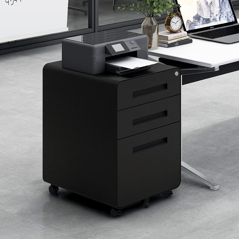 Mobile File Cabinet 3 Drawer Legal/Letter/A4 Under Desk Steel Black