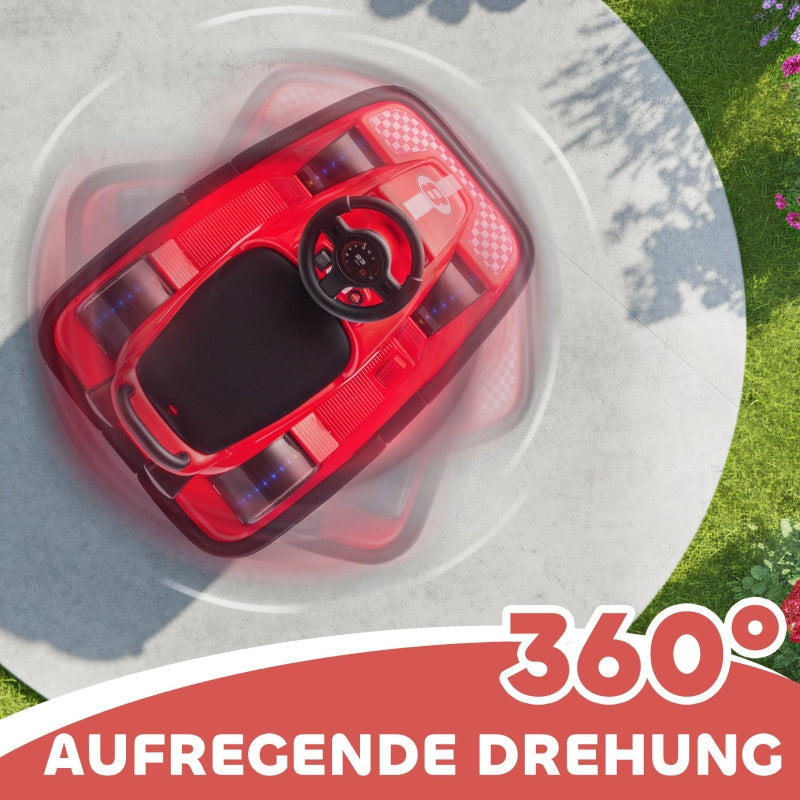Bumper Car for Children with 360-Degree Rotation, LED Lights and Music, Red