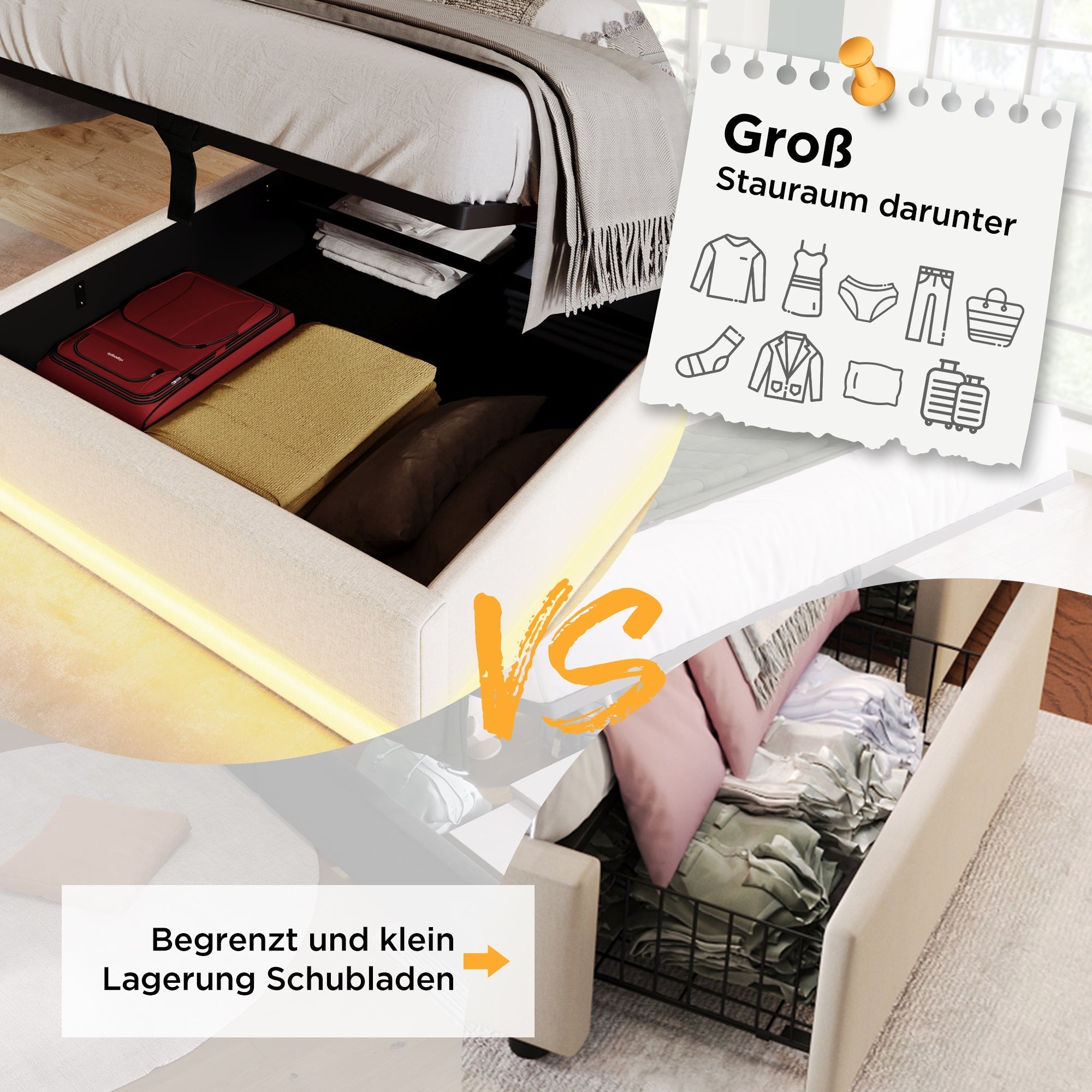 Upholstered Single Bed 90*200cm Hydraulic Storage Headboard USB Type-C LED, White PU