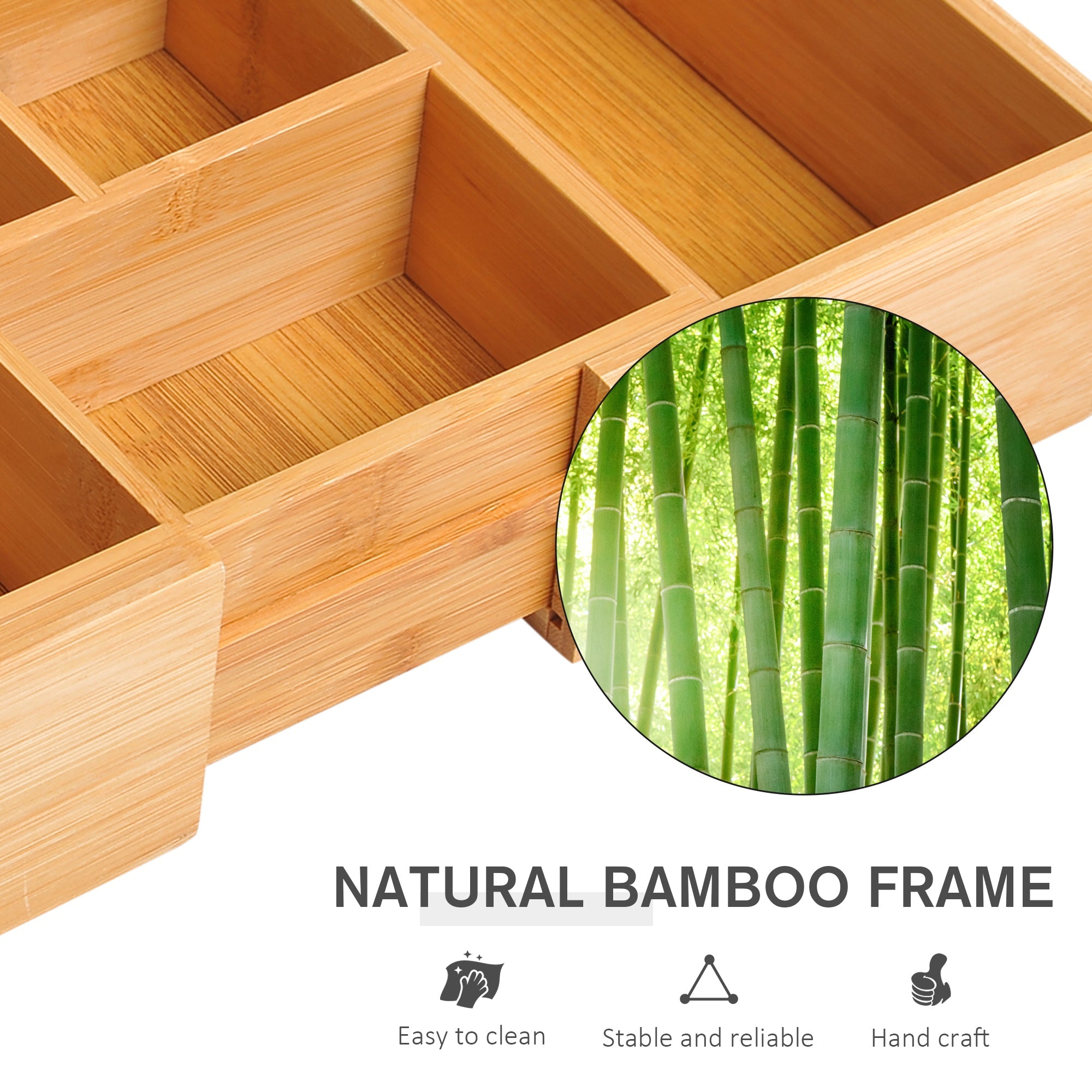Storage Box Drawer Organizer, Extendable, Bamboo Natural