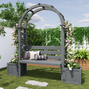 Planter with Trellis and Seating for Garden Yard and Patio, Wood