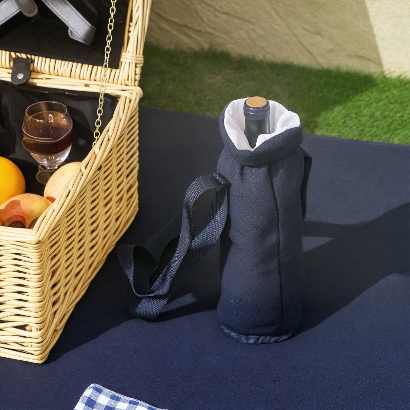 Picnic Basket with Insulated Cooler Compartment, Blanket, Cutlery Set, natural wood