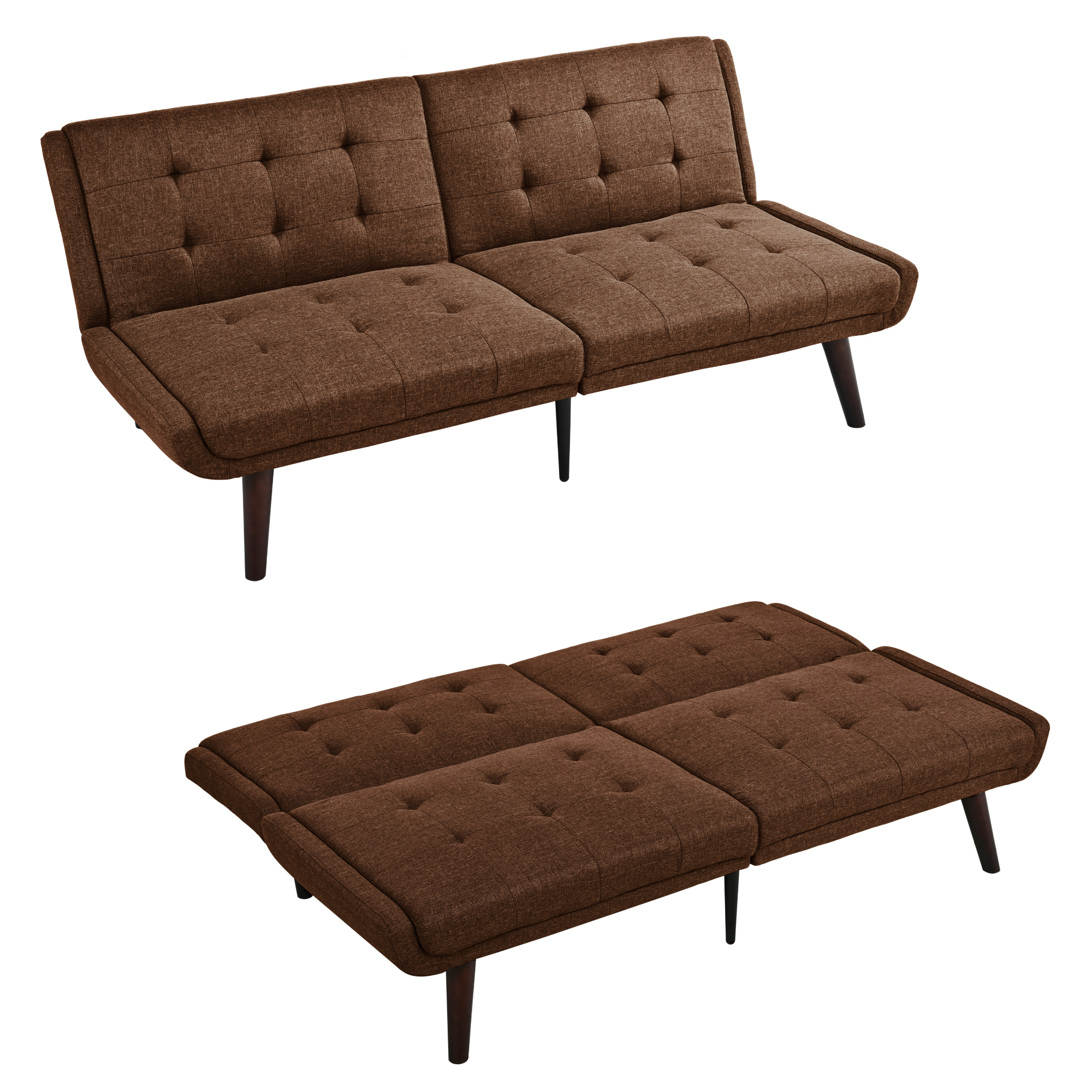 Foldable Futon Sofa Bed 146cm 5-Position Adjustable Backrest - Brown