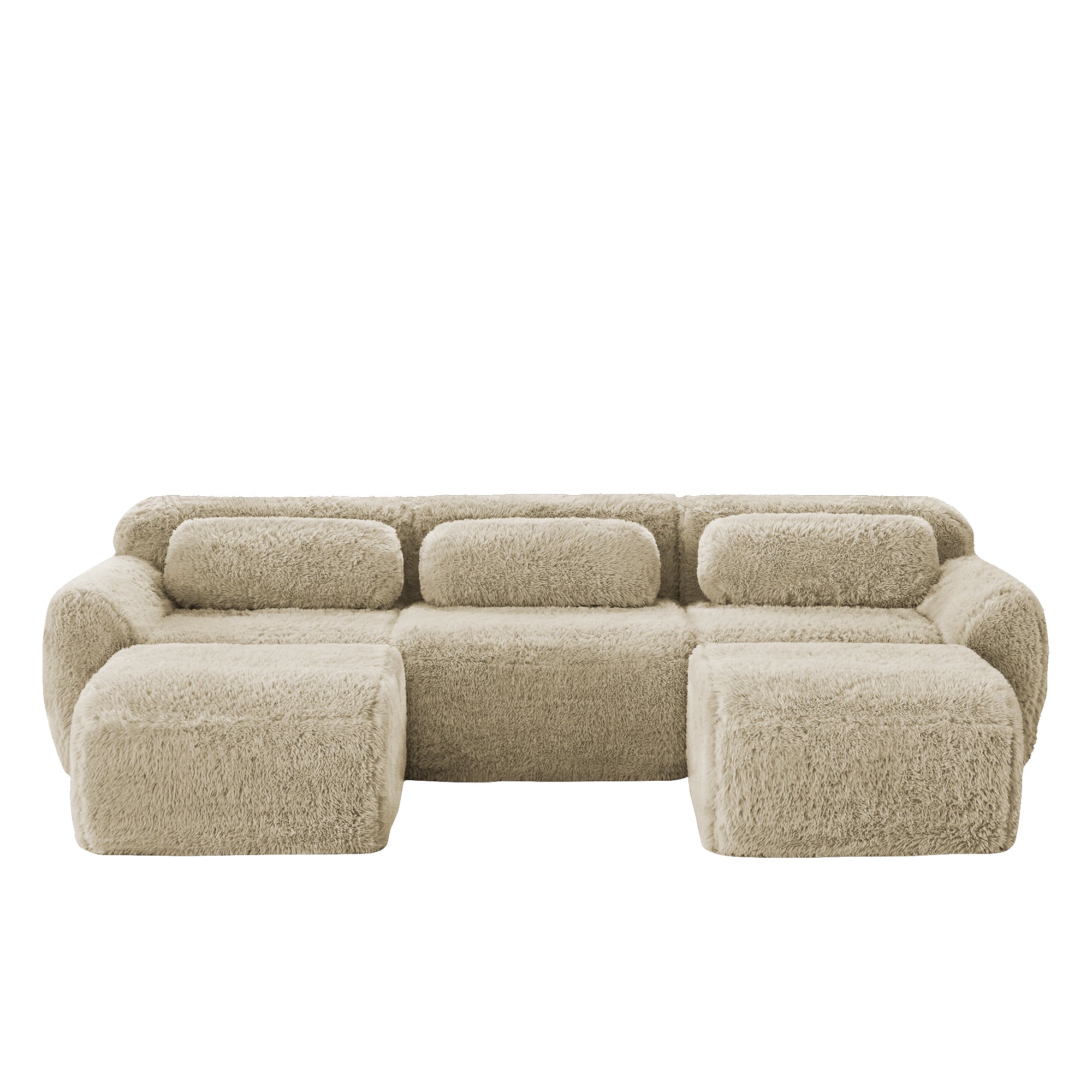 U-shaped Modular Sofa - No Assembly Plush High-Resilience Foam - Light Khaki