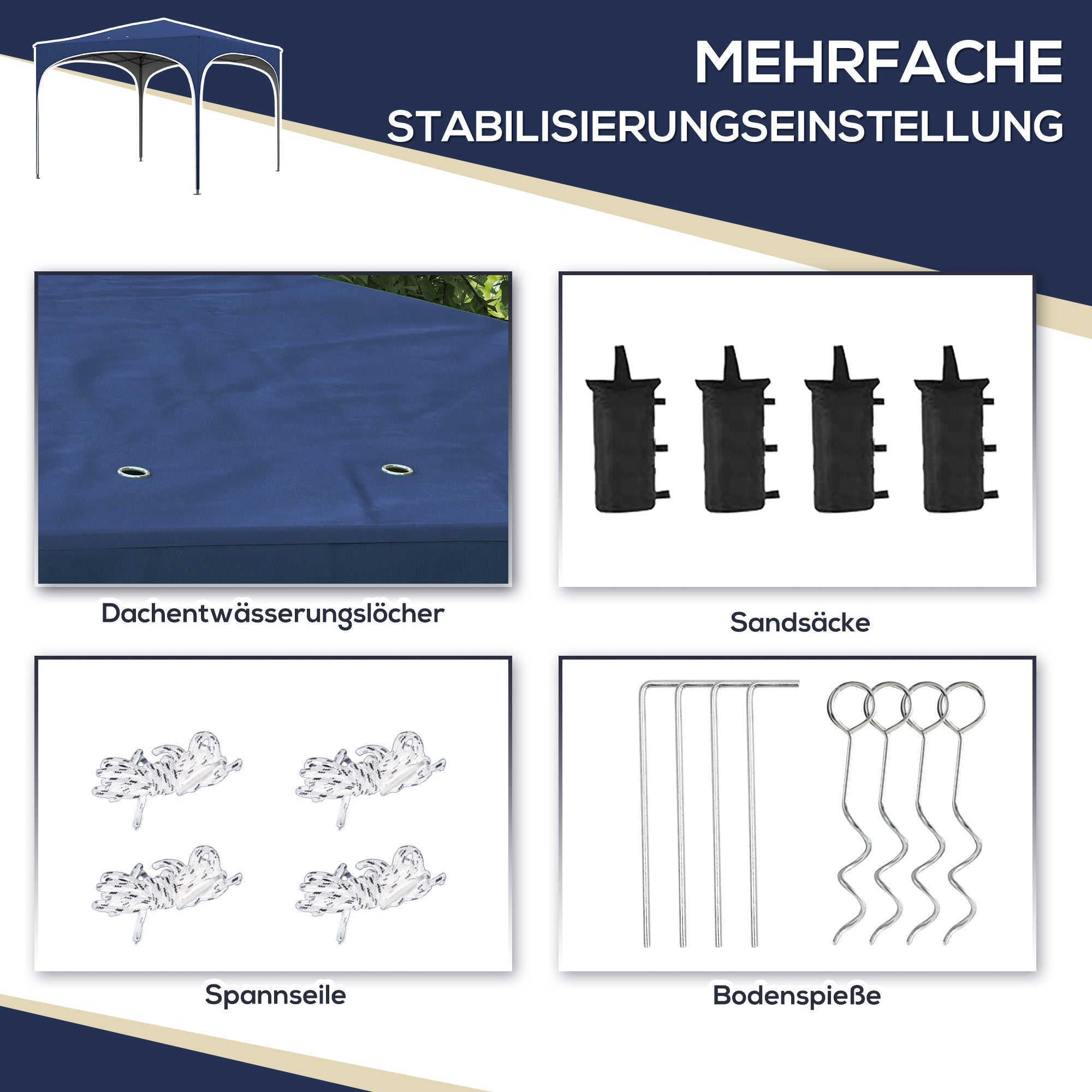 Tragetasche, Sandsack mit Stahlverstärkung, Oxford-Blau