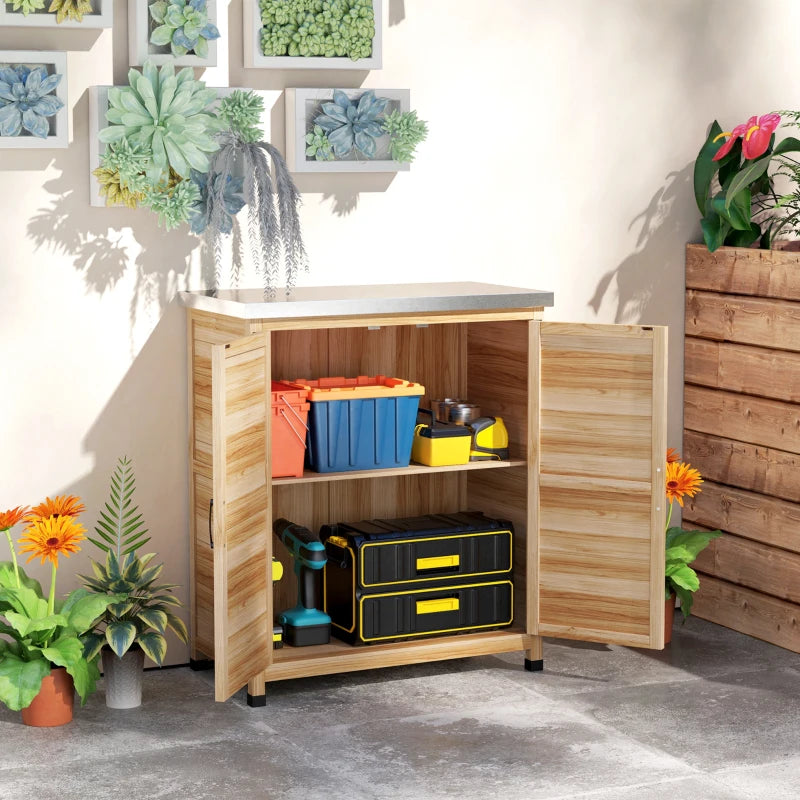 Garden Cabinet Internal Shelf Workbench 79x43x92cm - Wood Color