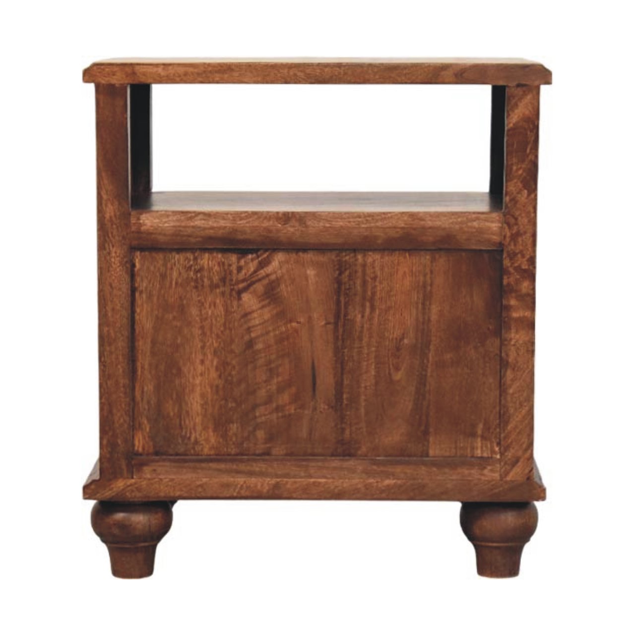 Nightstand 2-Drawer with Open Shelf, Solid Wood Brown