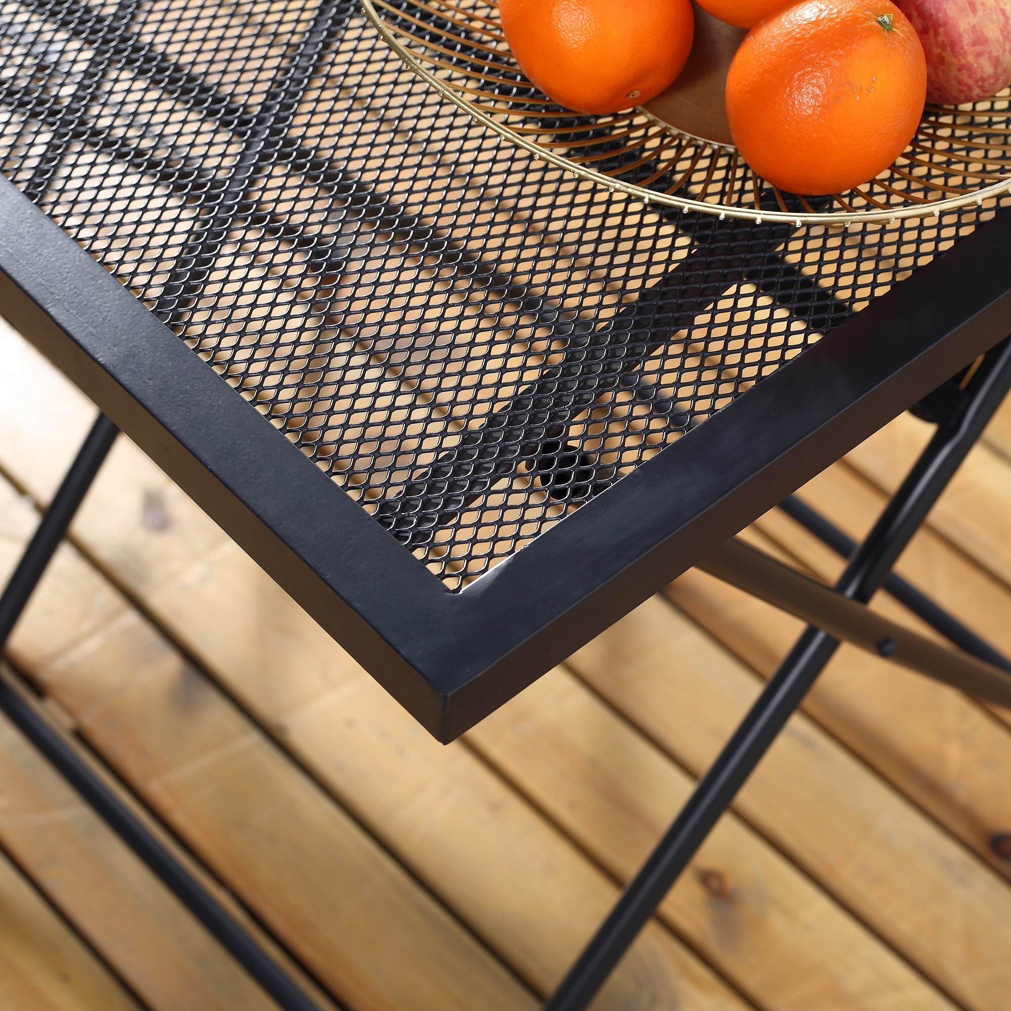 Garten-Bistro-Set, 3 Personen, 1 Tisch, 2 Klappstühle, Metall Grau