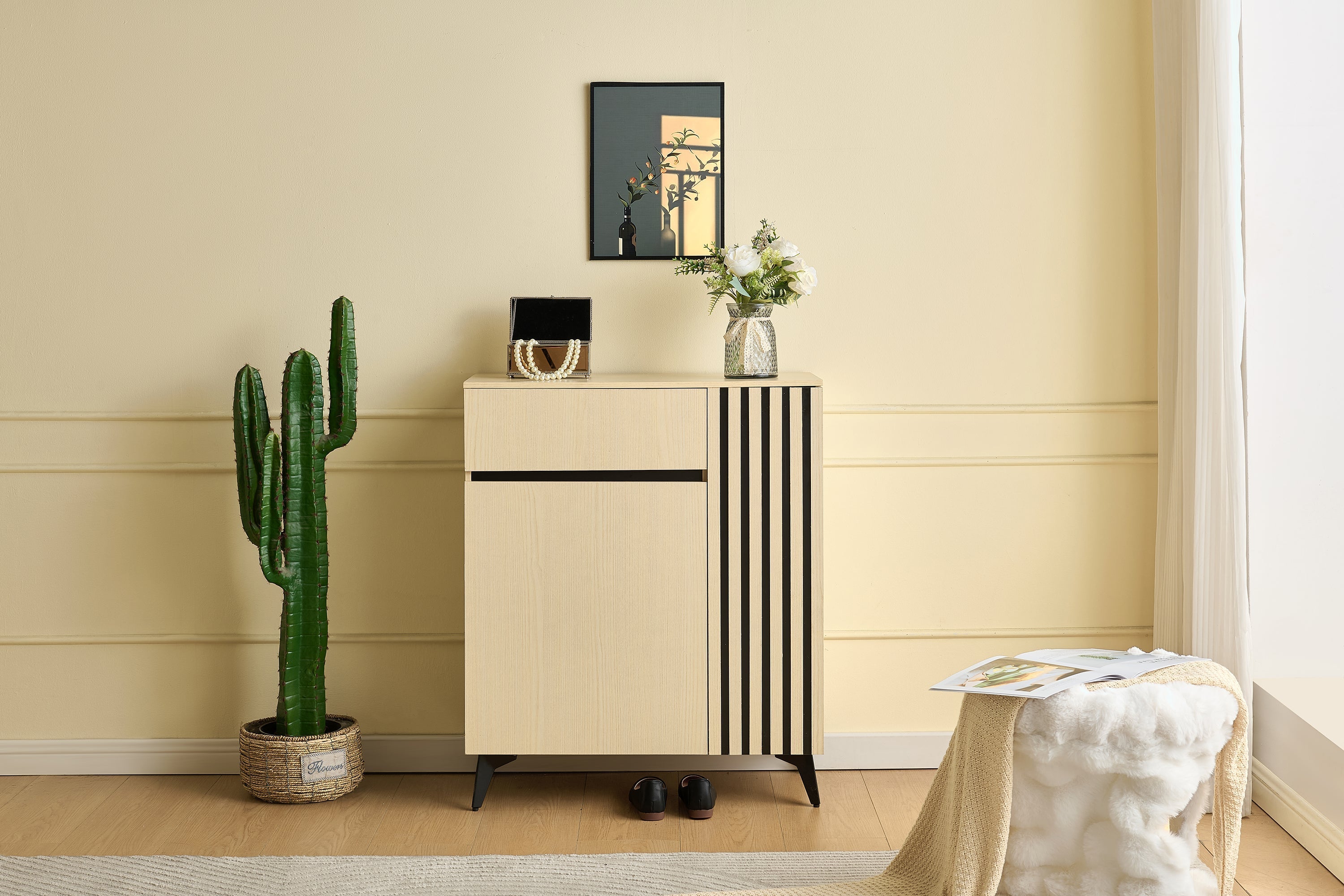 Sideboard Shoe Cabinet 2 Doors 1 Drawer Adjustable Shelves