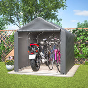 Bicycle Garage / Tool Shed 160x220x165 cm with Roller Shutter, Waterproof PE, Grey