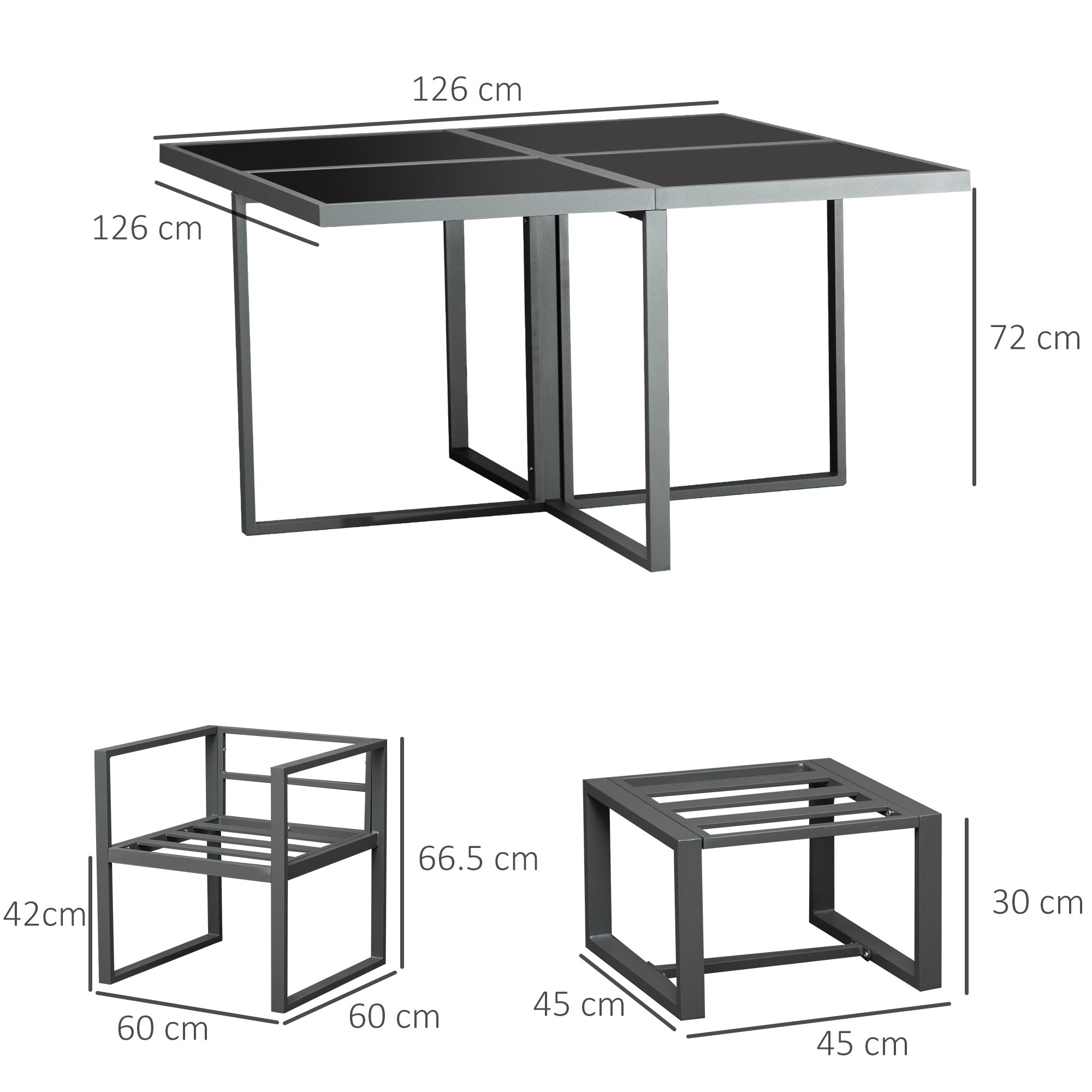 9PCs Patio Dining Set, Space Saving Cube with 8 Seater, Aluminium