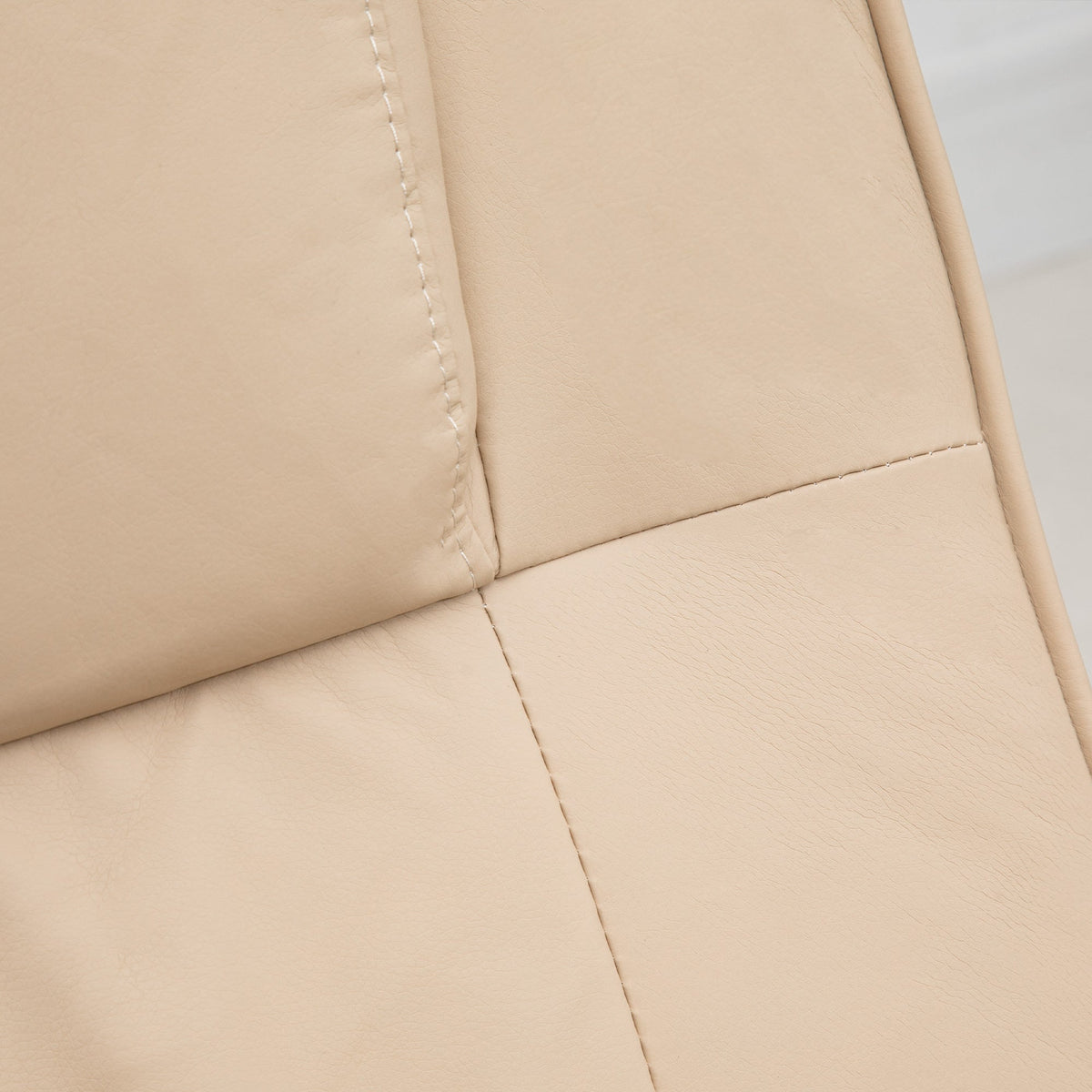 Reclining Massage TV Chair & Footstool, Faux Leather, Cream White