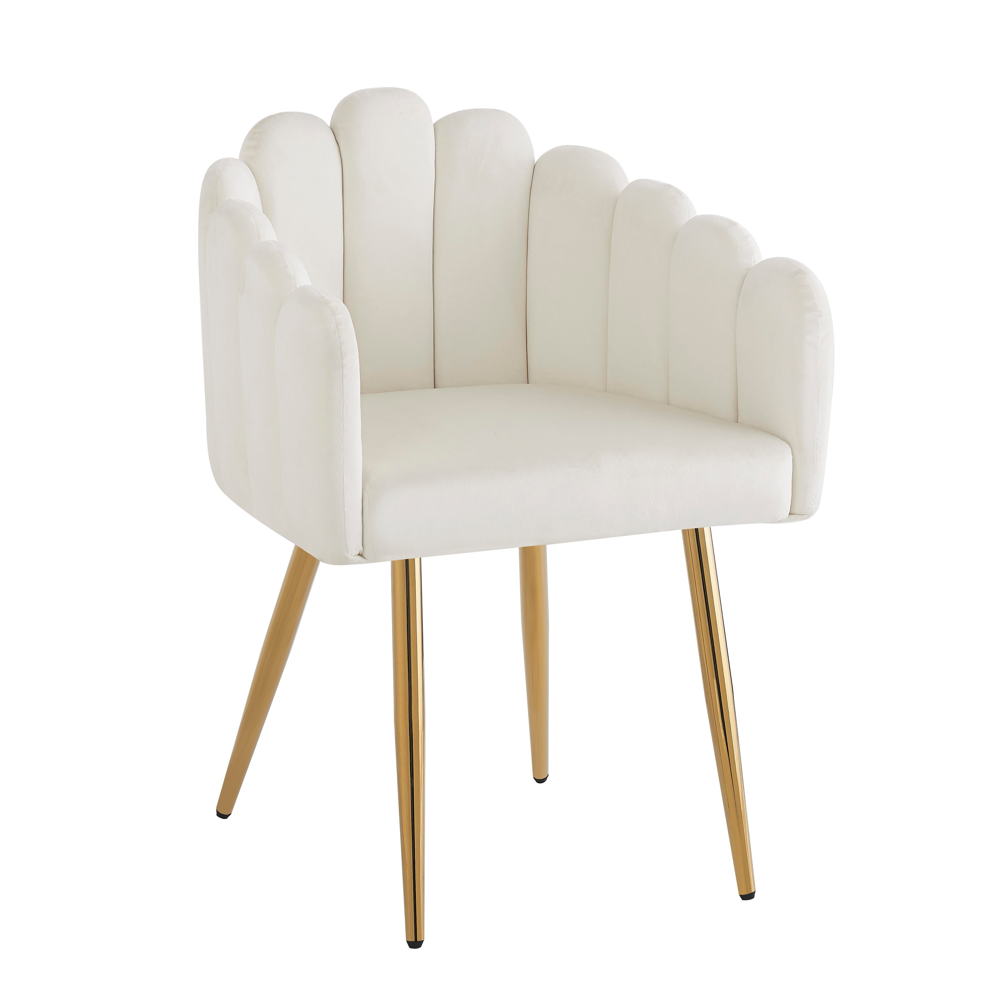 Dining Chair Set of 2 Fan-Shaped Adjustable Gold Legs - Velour Fabric