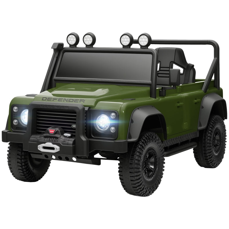 AIYAPLAY children's electric car, 12V battery operated, remote control, music, horn, LED lights, green