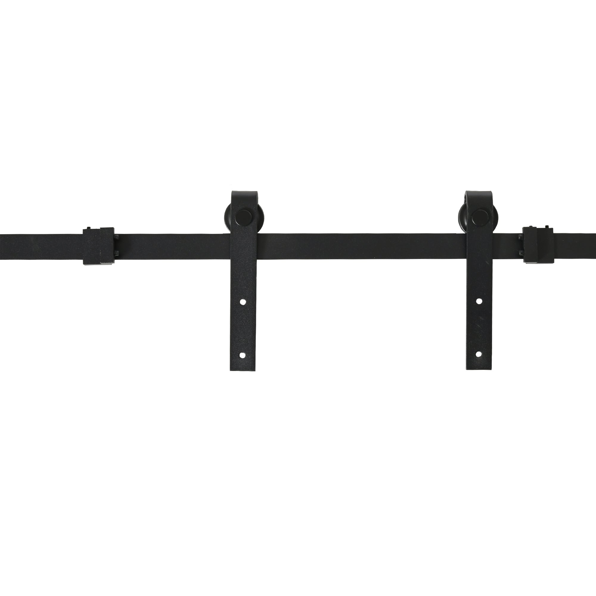 Sliding Door Hardware Single Track 200cm with Accessories, Carbon Steel Black
