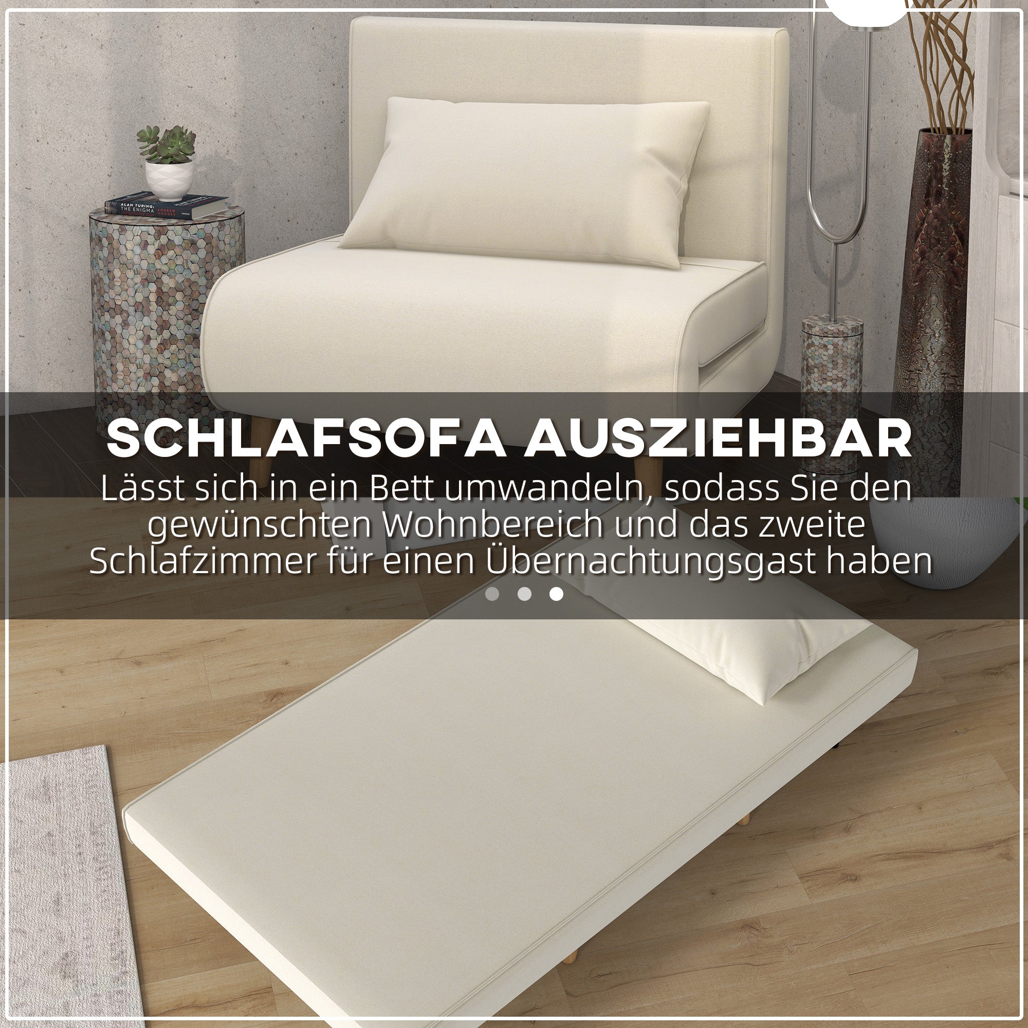 Sleeper Sofa Fold-out Single Adjustable Backrest, Nordic Style Linen Imitation