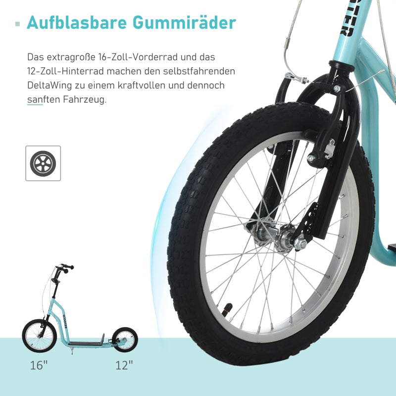 Scooter Roller Children's Scooter, Pneumatic Tires 16/12 inches, Blue