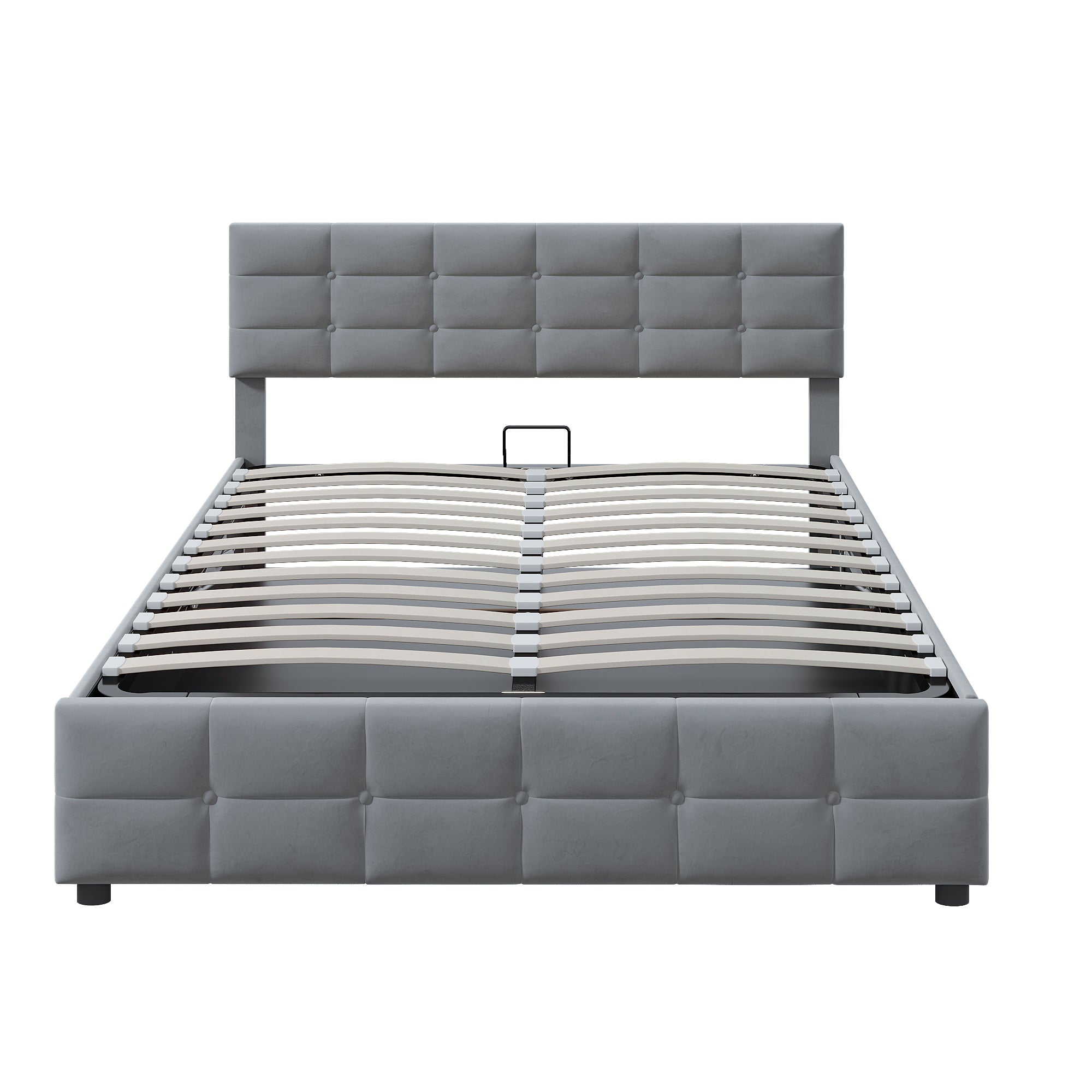 Upholstered Bed, 180*200cm Hydraulic Single with Slatted Frame, Dutch Velvet Grey