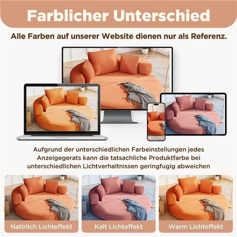Multifunctional Sofa Bed, Fold-Out Modular Oval Bed, Corduroy