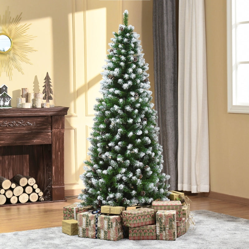 Artificial Christmas Tree, 630 Branches, 37 Cones, Snowy Tips, 180 cm