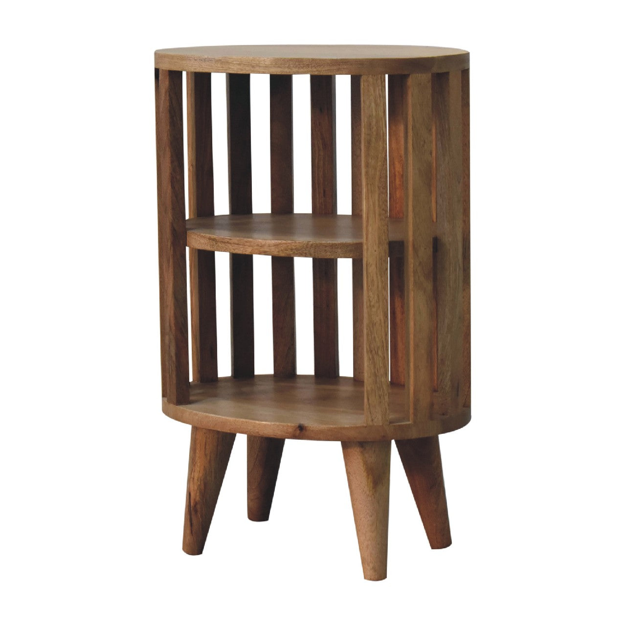 Solid Wood Ariella Double Shelf Nightstand, Brown
