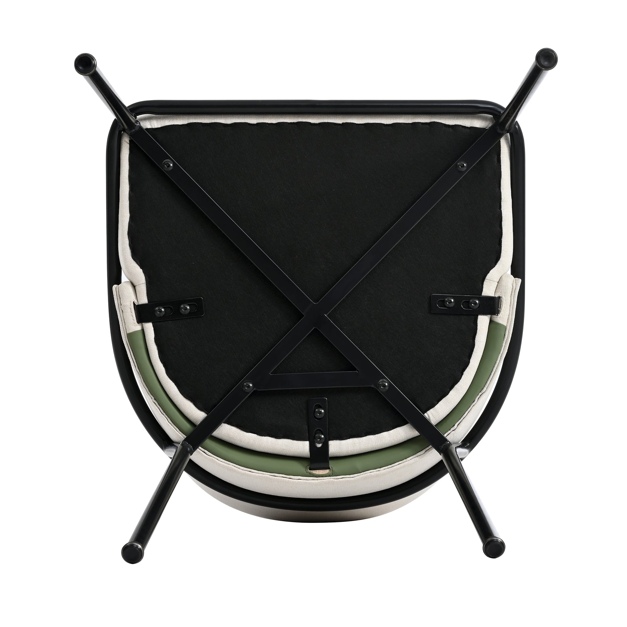 2 Modern Chairs Angled Legs Adjustable Feet - Beige/Green